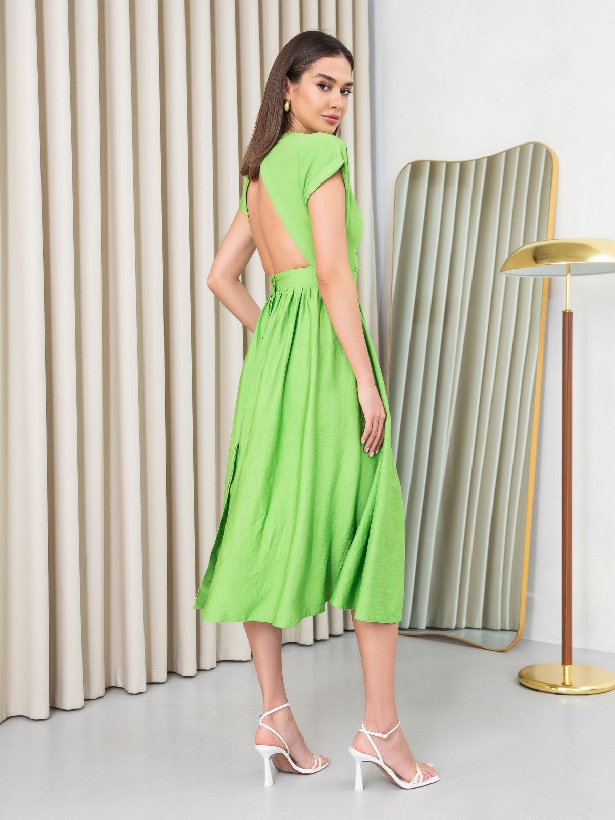 Плаття з відкритою спинкою салатове | 67606 Плаття з відкритою спинкою салатове | 67606
