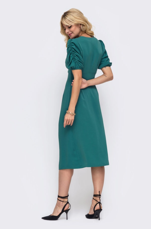 Приталена сукня бірюзова з фігурним ліфом | 67154