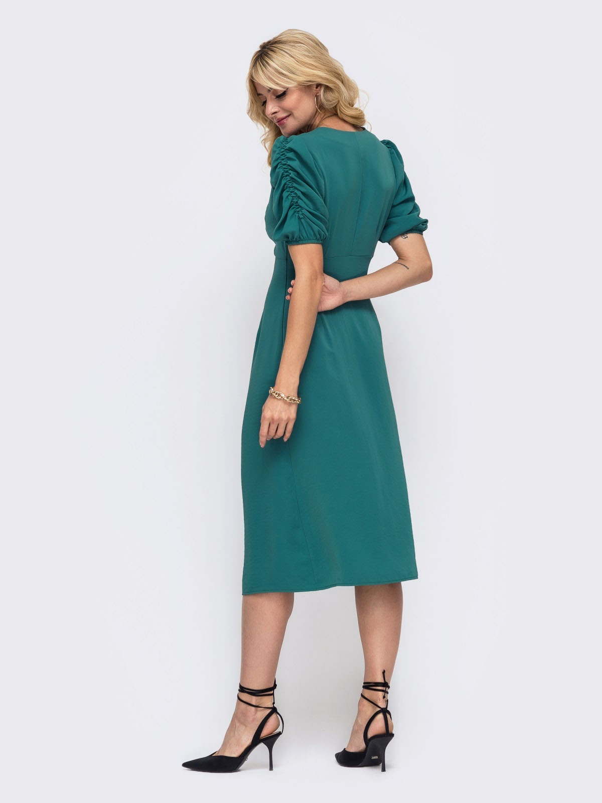 Приталена сукня бірюзова з фігурним ліфом | 67154 Приталена сукня бірюзова з фігурним ліфом | 67154