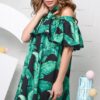 Літня сукня з чорно-зеленим принтом | 67368