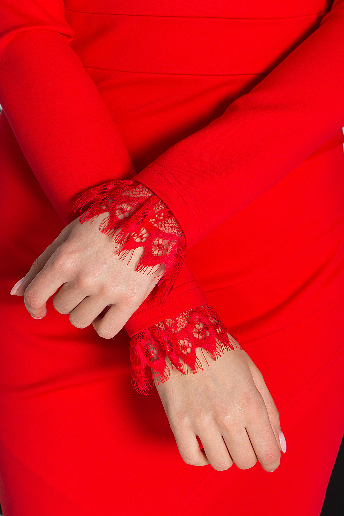 Елегантна трикотажна червона сукня | 68111 Елегантна трикотажна червона сукня | 68111