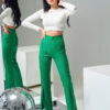 Штани кльош зелені з високою посадкою | 68018 Штани кльош зелені з високою посадкою | 68018