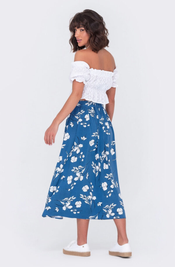 Костюм топ та спідниця-кльош синьо-білий | 67924