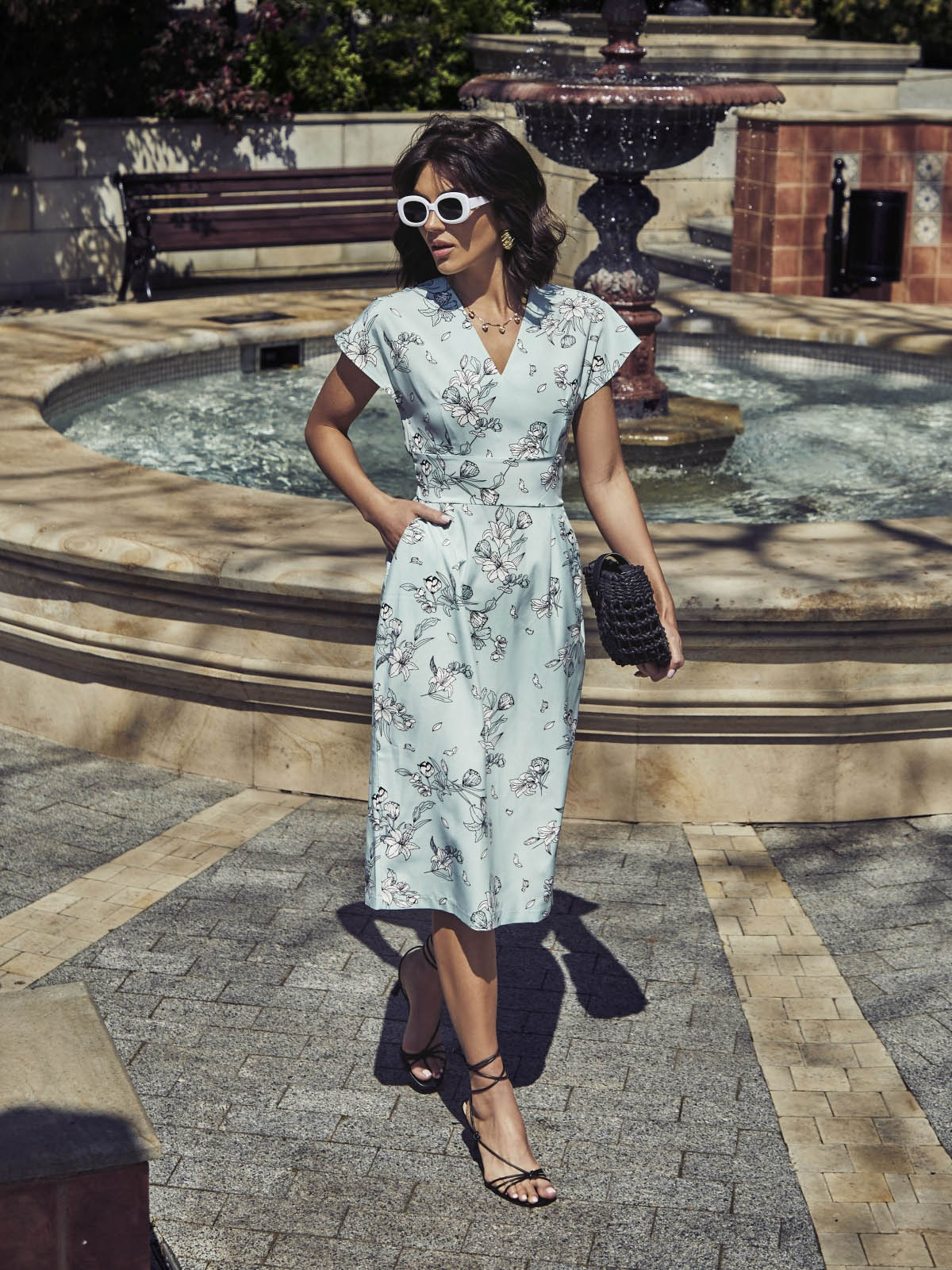 Сукня блакитна з принтованого софту | 67823 Сукня блакитна з принтованого софту | 67823