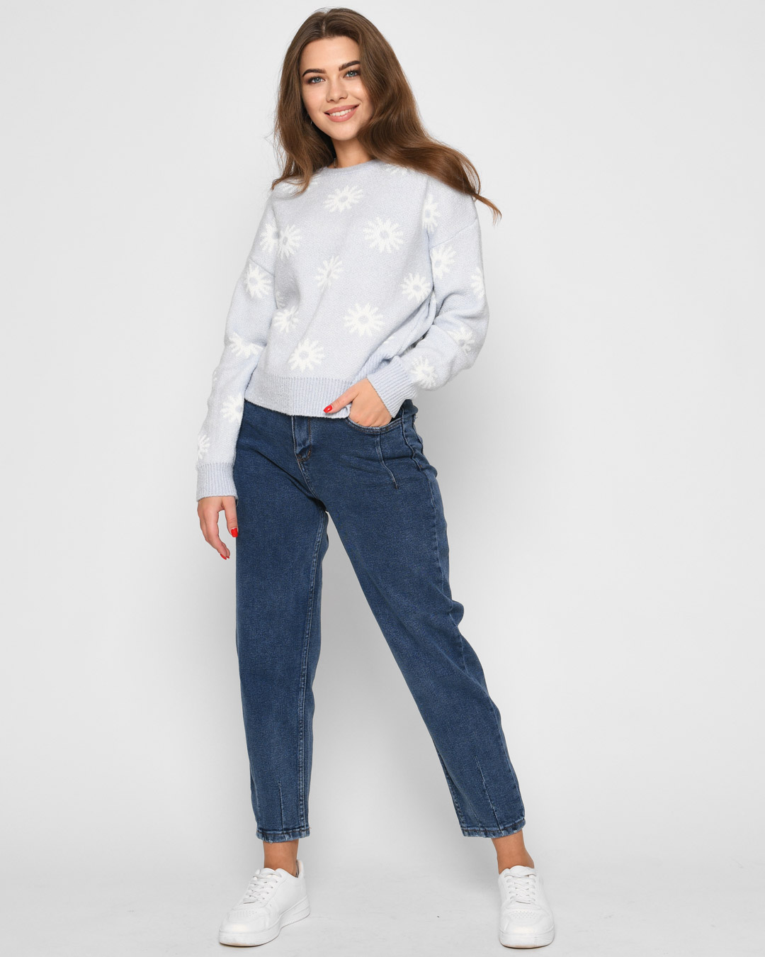 Джинси слоучі синього кольору | 67956