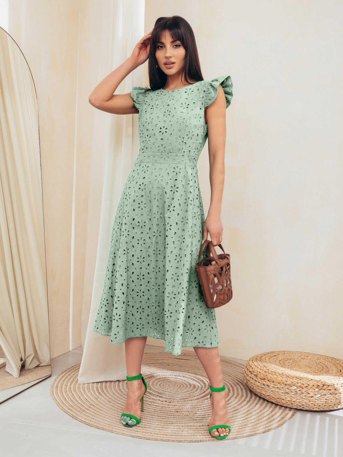 Літня сукня з прошви м'ятна | 68561 Літня сукня з прошви м'ятна | 68561