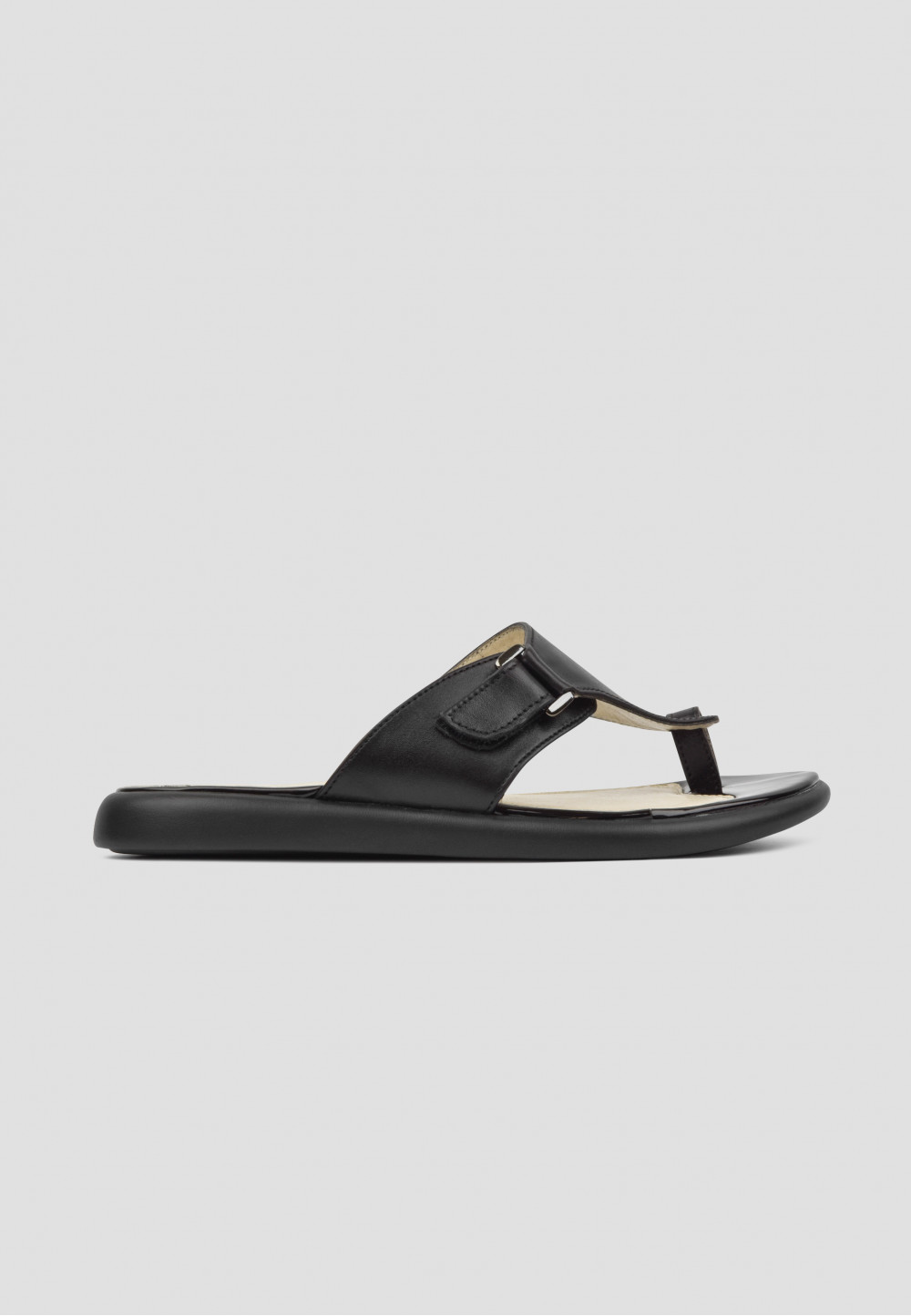 Чорні шльопанці шкіряні на липучці | 69195