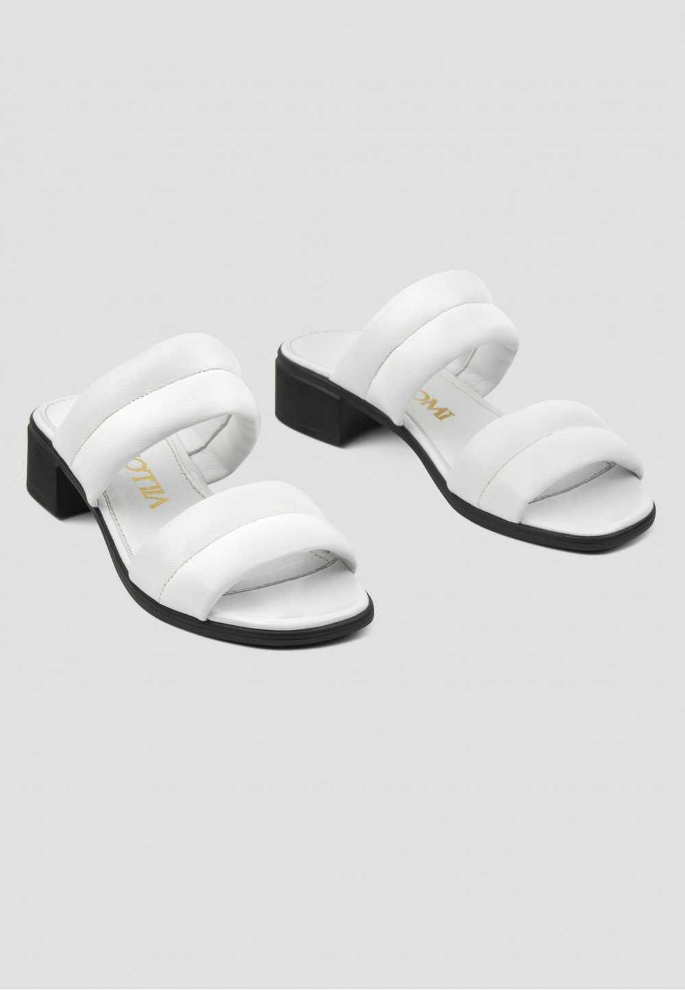 Модні шкіряні шльопанці білі | 68927 Модні шкіряні шльопанці білі | 68927