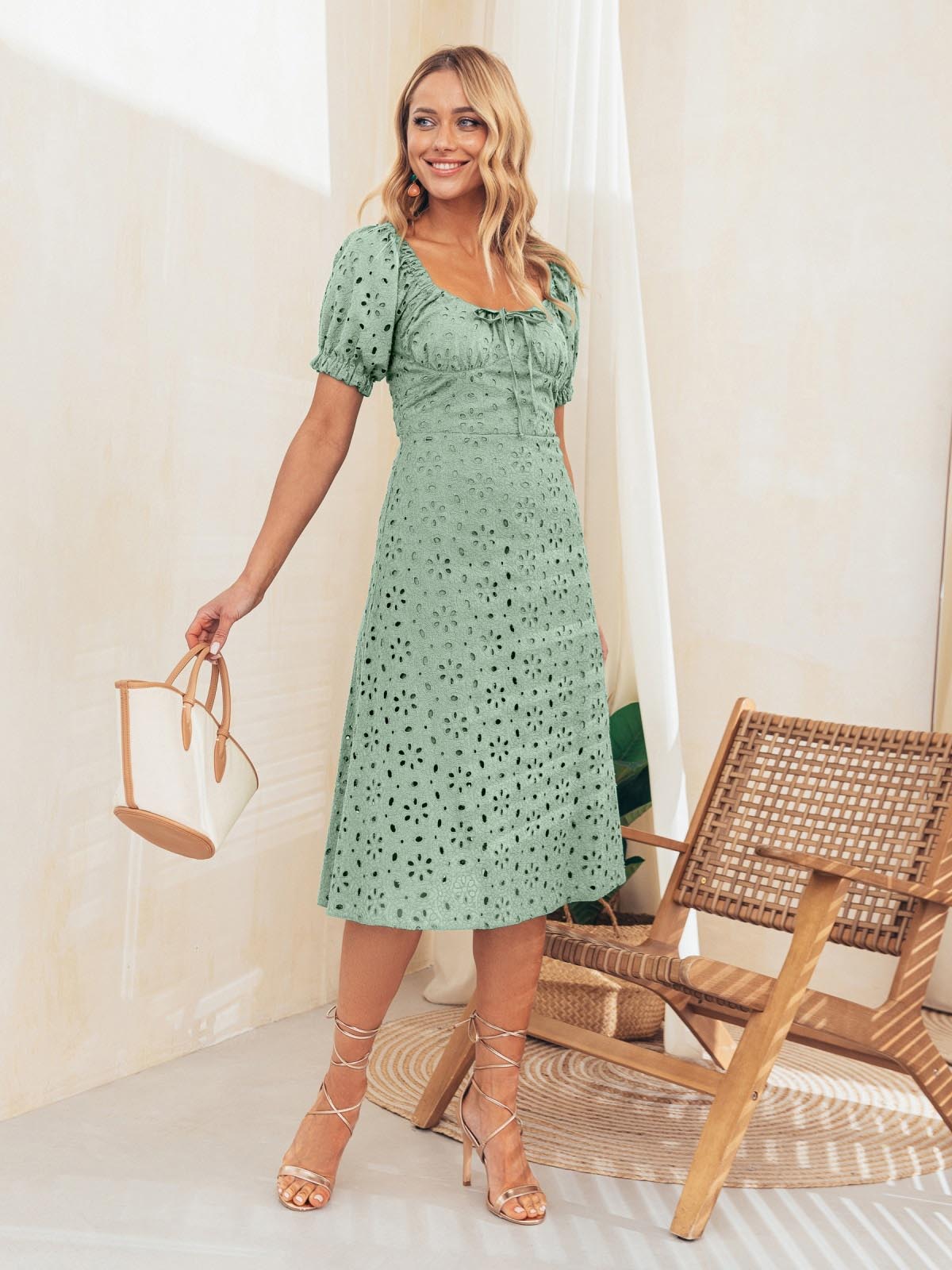 М'ятна міді-сукня із прошви | 69275