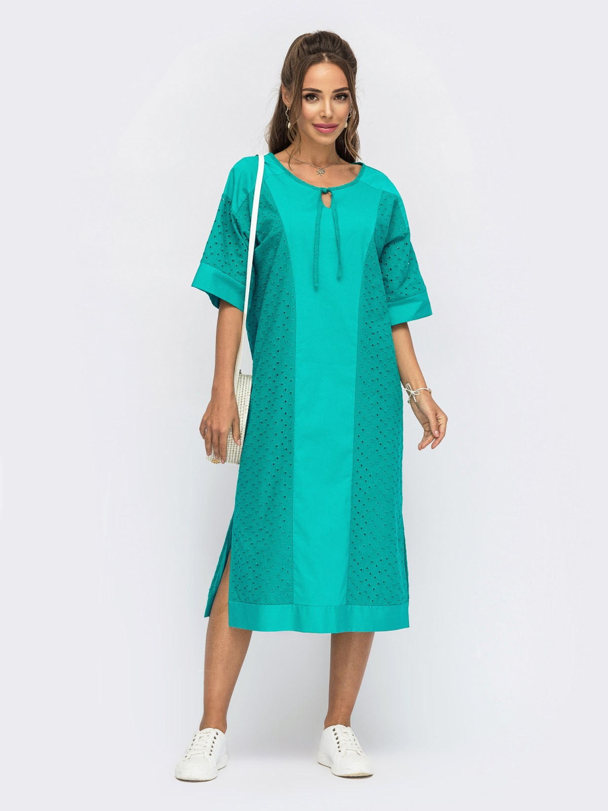 Вільне плаття з прошви смарагдове Plus Size | 70345 Вільне плаття з прошви смарагдове Plus Size | 70345