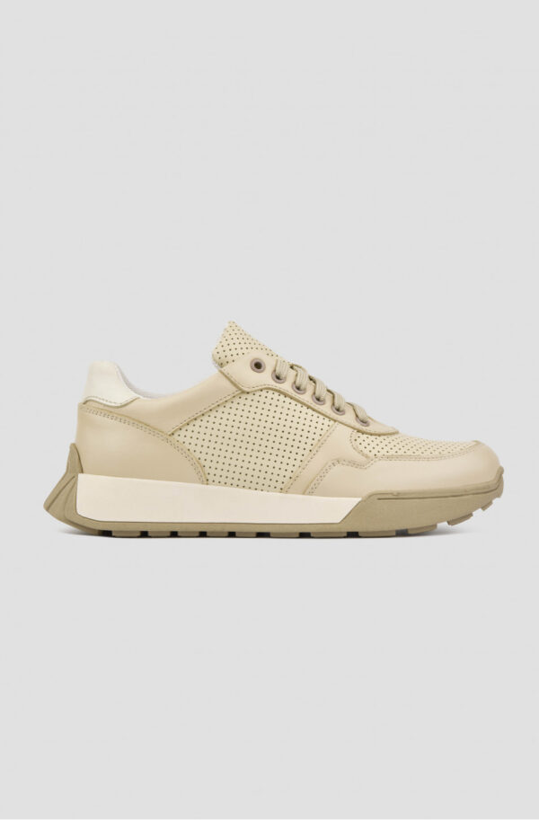 Шкіряні кросівки бежеві з перфорацією | 69773