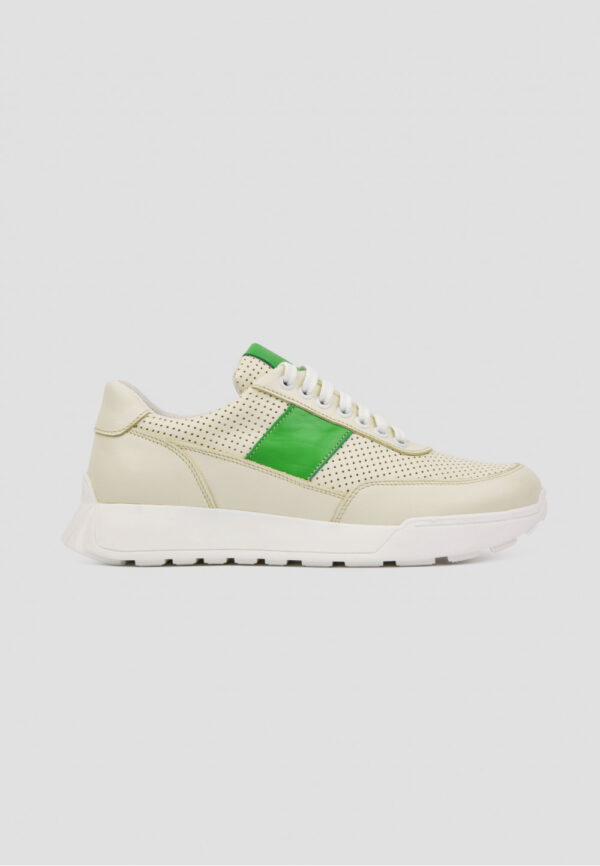 Бежеві кросівки з зеленими вставками | 69735