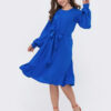 Плаття синє А-силуету з воланом по низу | 69595