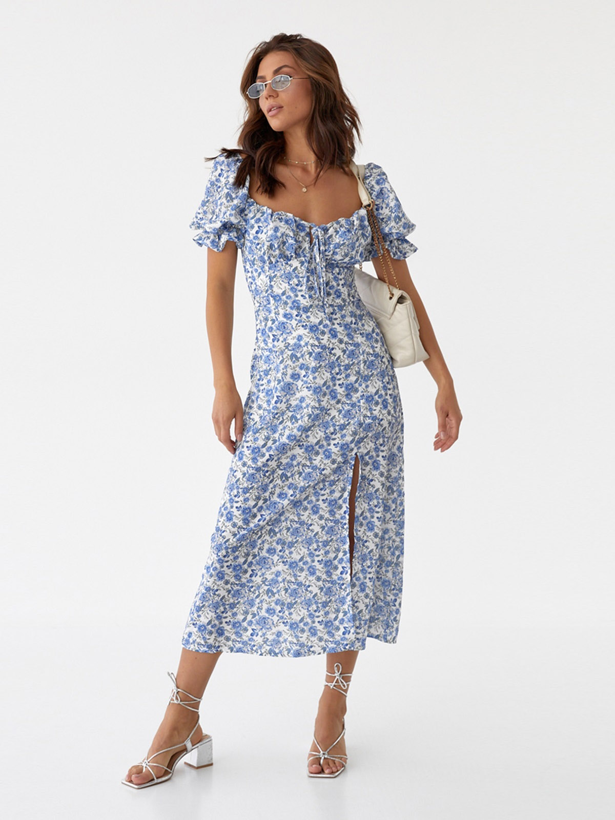 Принтована блакитна сукня А-силуету | 69604 Принтована блакитна сукня А-силуету | 69604