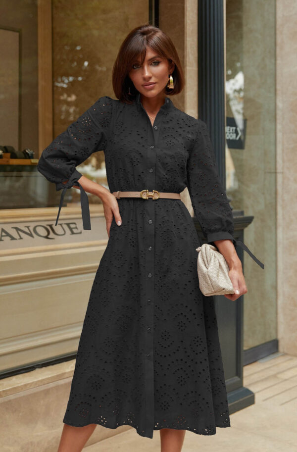 Плаття-сорочка з прошви чорне | 70020