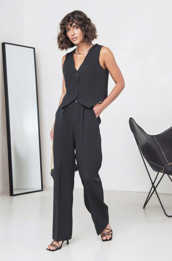 Костюм-двійка чорний з жилетом | 70567