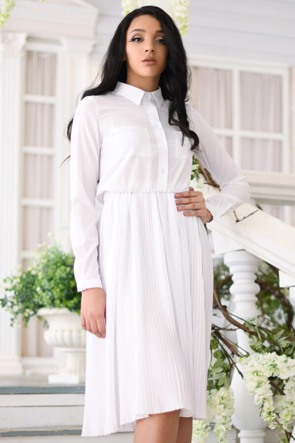 Літня сукня-міді плісе біла | 70402