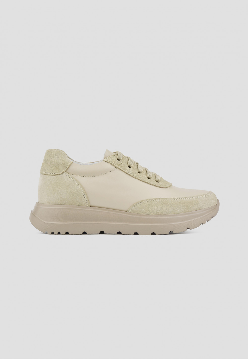 Кросівки комбіновані зі шкіри та замші бежеві | 69639 Кросівки комбіновані зі шкіри та замші бежеві | 69639