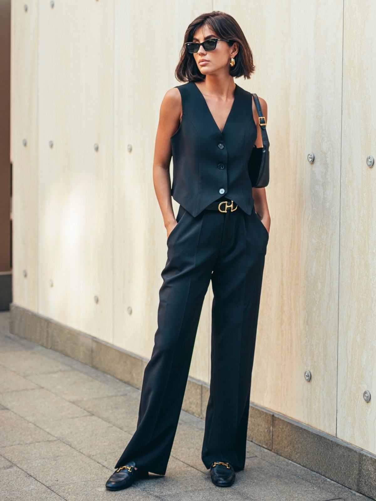 Костюм-двійка чорний з жилетом | 70567