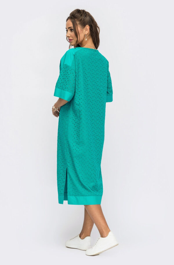 Вільне плаття з прошви смарагдове Plus Size | 70345