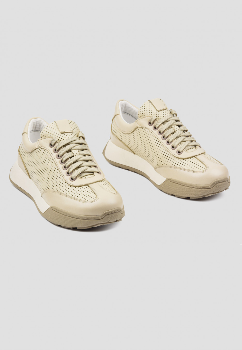 Кросівки бежеві шкіряні з перфорацією | 69748