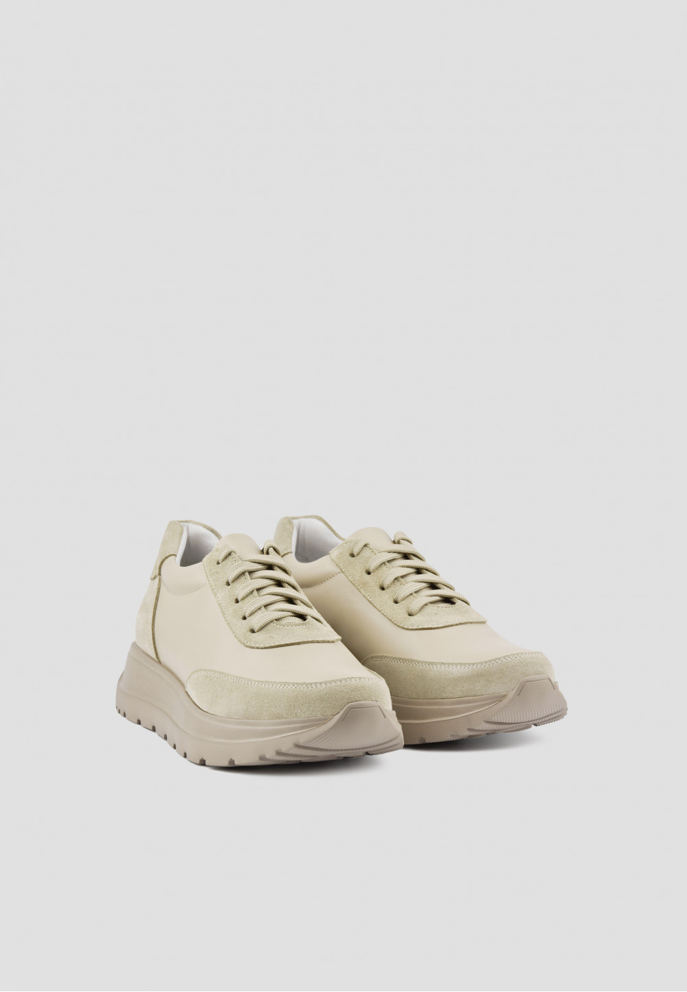 Кросівки комбіновані зі шкіри та замші бежеві | 69639 Кросівки комбіновані зі шкіри та замші бежеві | 69639