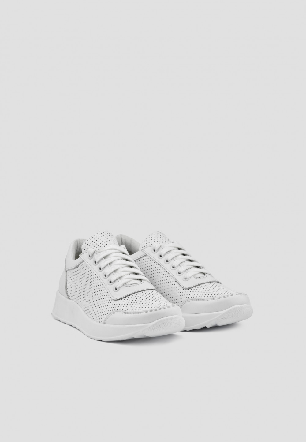 Шкіряні кросівки білі з перфорацією | 69722 Шкіряні кросівки білі з перфорацією | 69722