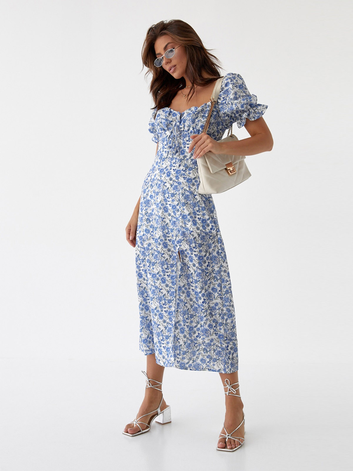 Принтована блакитна сукня А-силуету | 69604 Принтована блакитна сукня А-силуету | 69604