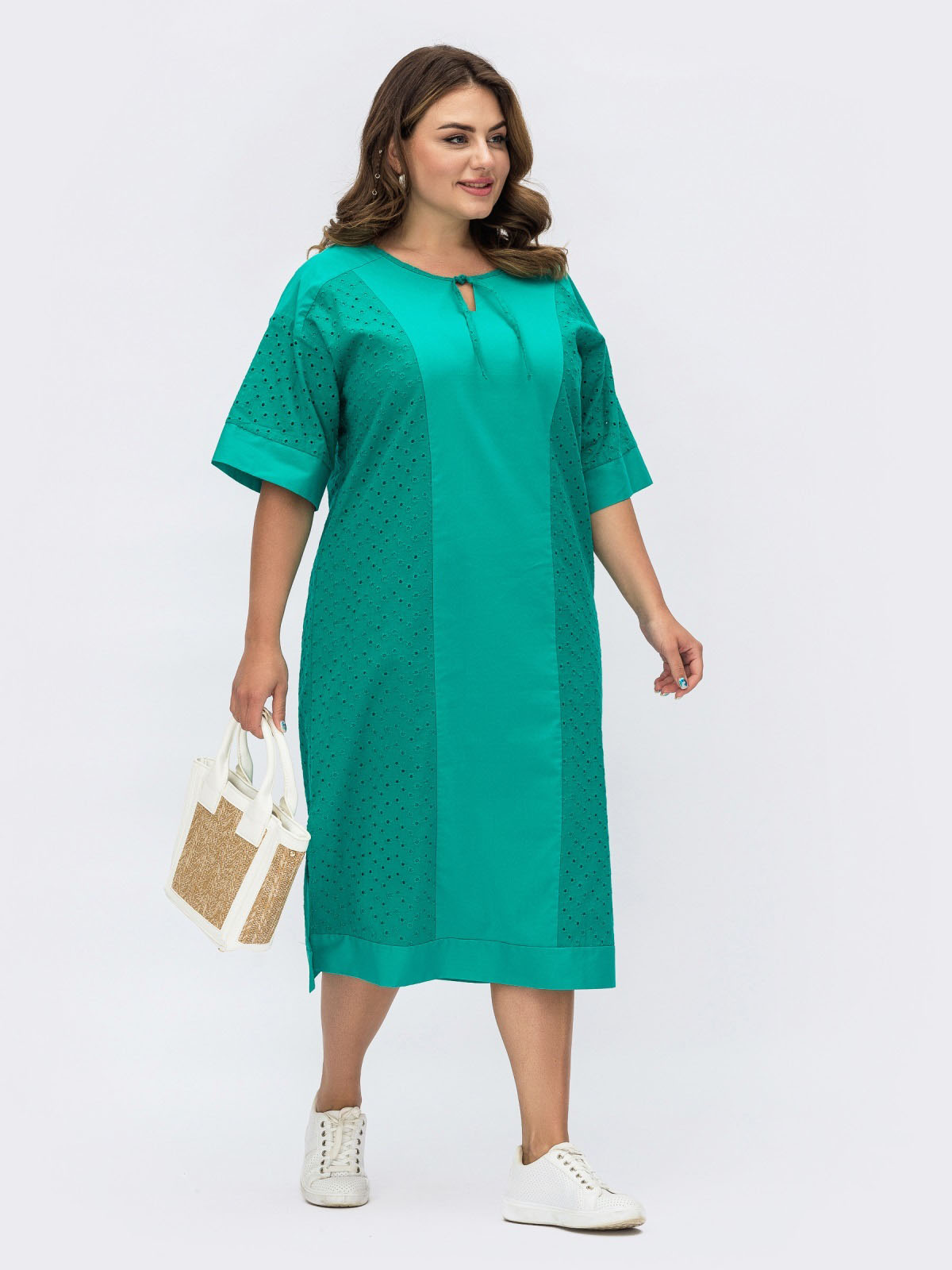 Вільне плаття з прошви смарагдове Plus Size | 70345 Вільне плаття з прошви смарагдове Plus Size | 70345