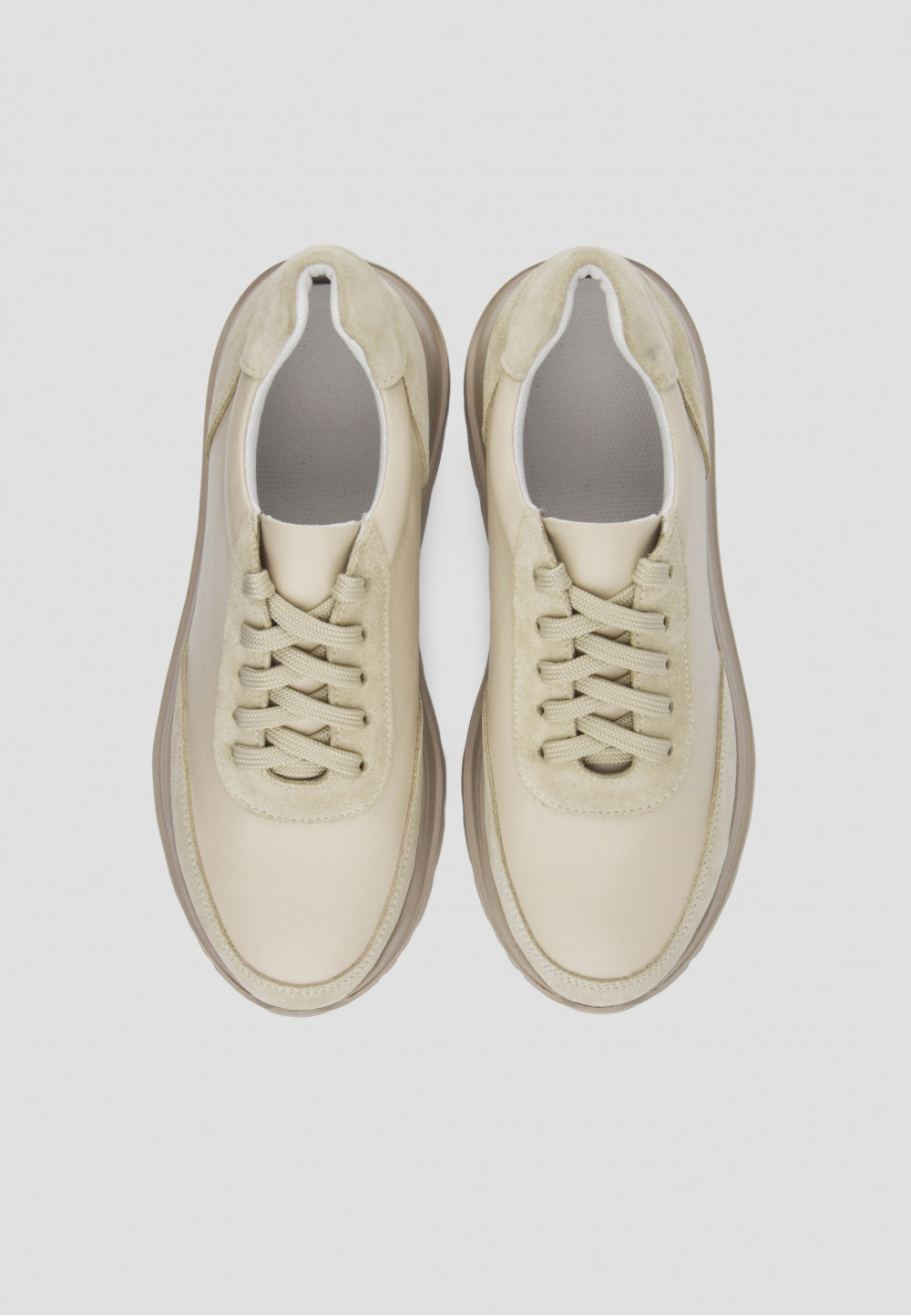 Кросівки комбіновані зі шкіри та замші бежеві | 69639 Кросівки комбіновані зі шкіри та замші бежеві | 69639