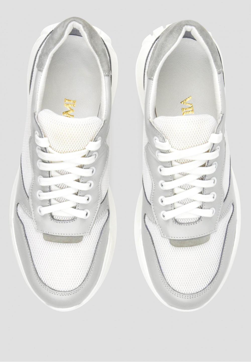 Кросівки сірі зі шкіряним оздобленням | 69674