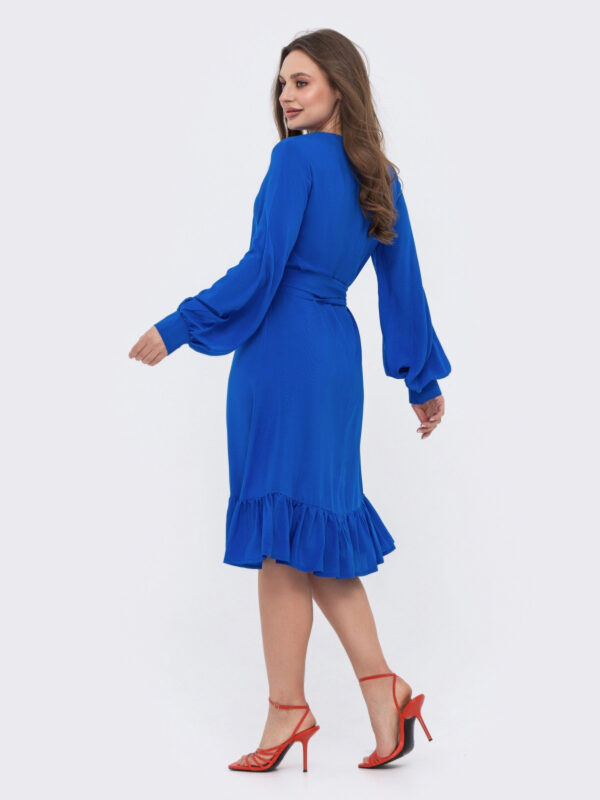 Плаття синє А-силуету з воланом по низу | 69595