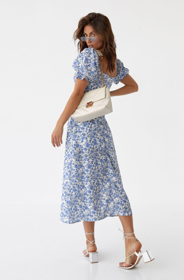 Принтована блакитна сукня А-силуету | 69604