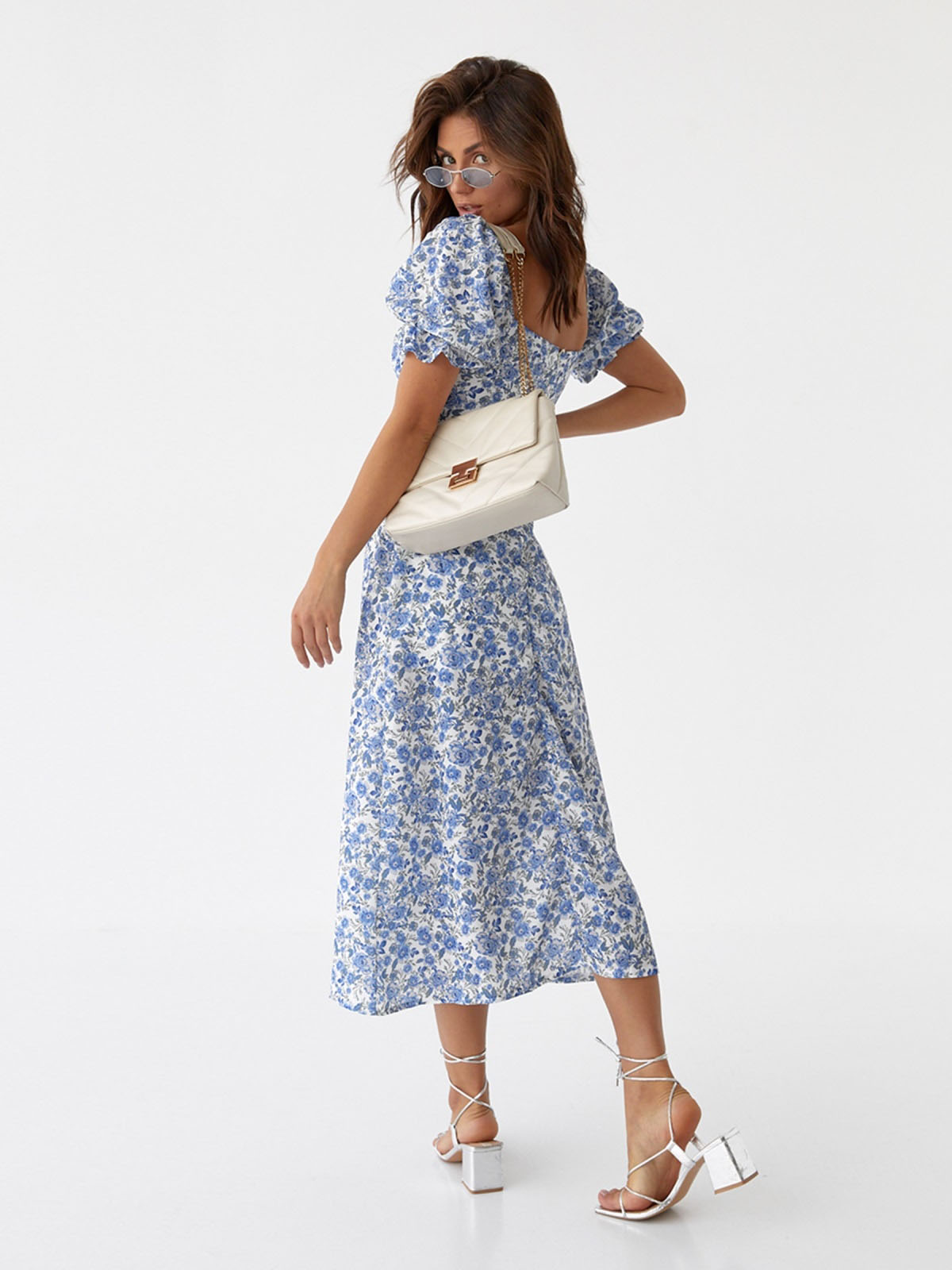 Принтована блакитна сукня А-силуету | 69604 Принтована блакитна сукня А-силуету | 69604