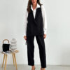 Костюм-двійка чорний з подовженим жилетом | 70726
