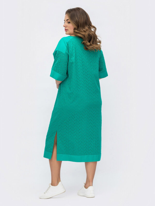 Вільне плаття з прошви смарагдове Plus Size | 70345