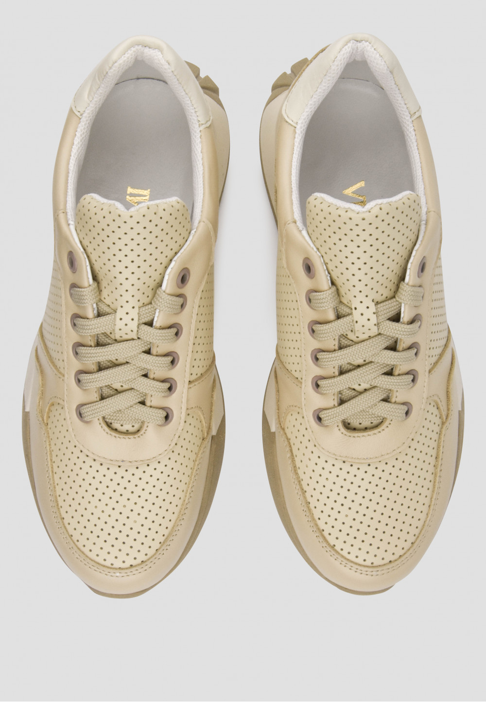 Шкіряні кросівки бежеві з перфорацією | 69773 Шкіряні кросівки бежеві з перфорацією | 69773