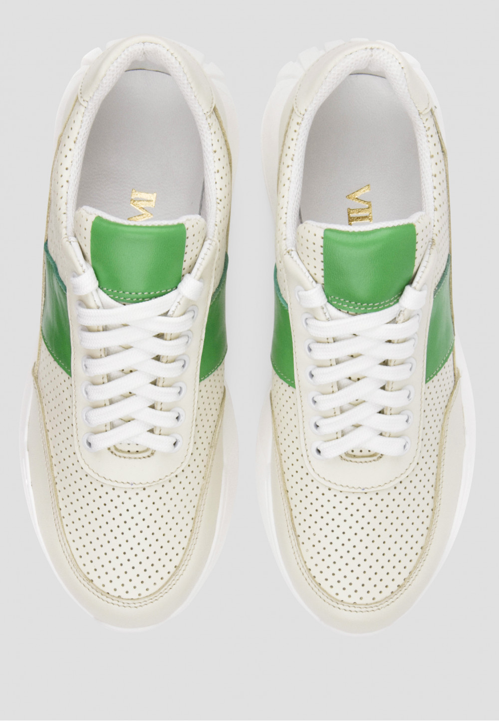 Бежеві кросівки з зеленими вставками | 69735 Бежеві кросівки з зеленими вставками | 69735