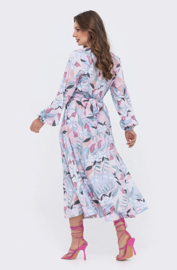 Принтоване плаття пудрове з софту | 70037