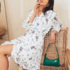 Коротка шифонова сукня біла з принтом | 69817 Коротка шифонова сукня біла з принтом | 69817