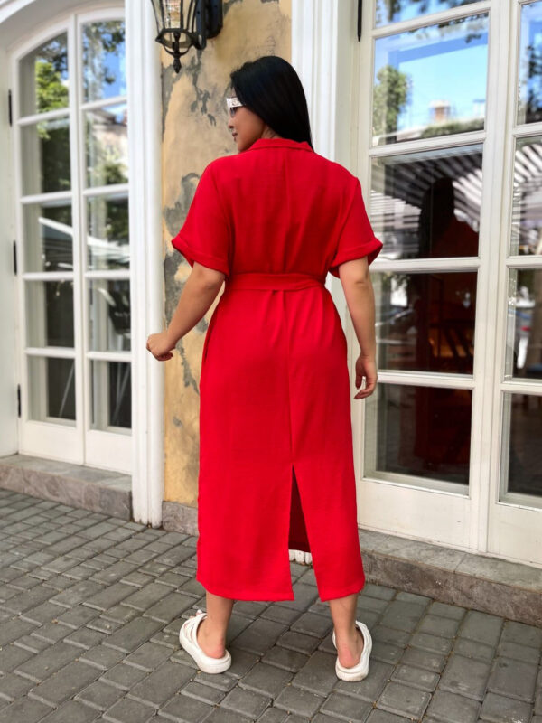 Літня сукня-сорочка червона Plus Size | 70359