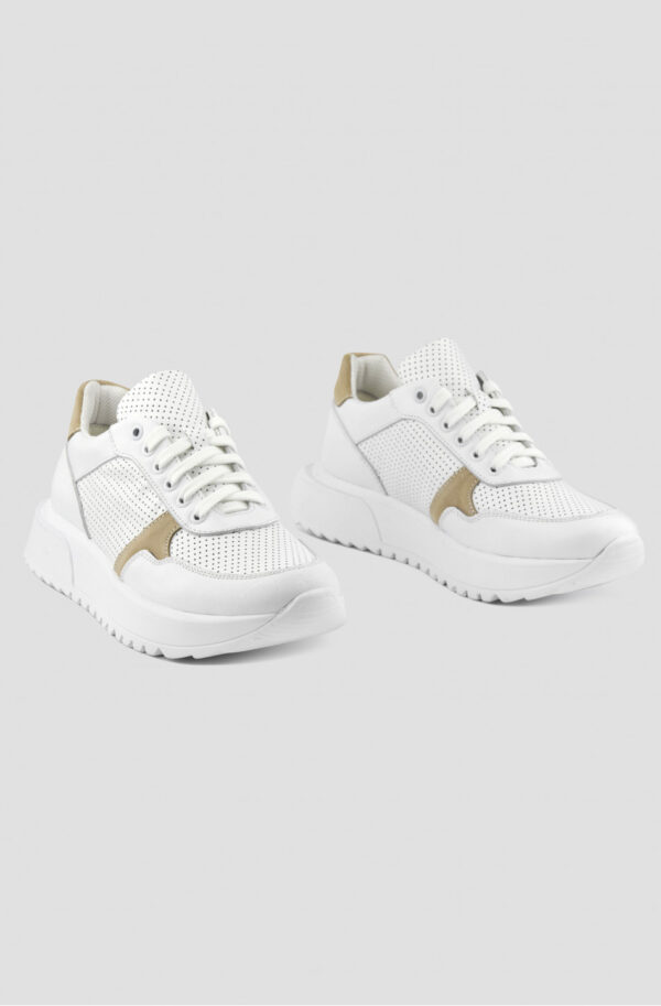 Кросівки білі з бежевими вставками | 69785