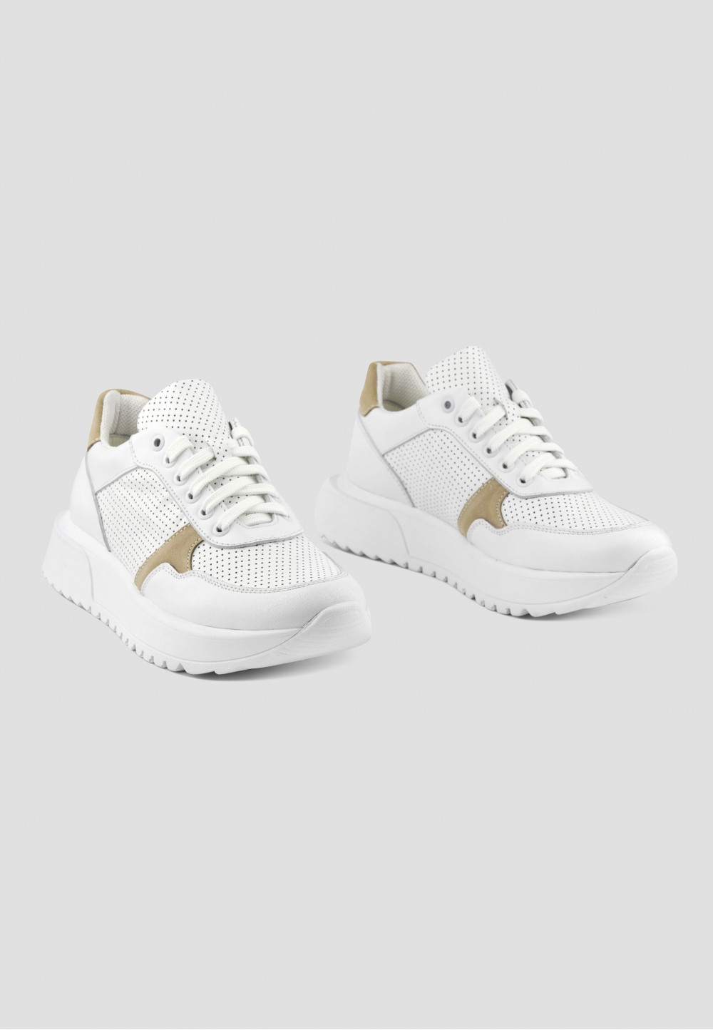 Кросівки білі з бежевими вставками | 69785 Кросівки білі з бежевими вставками | 69785