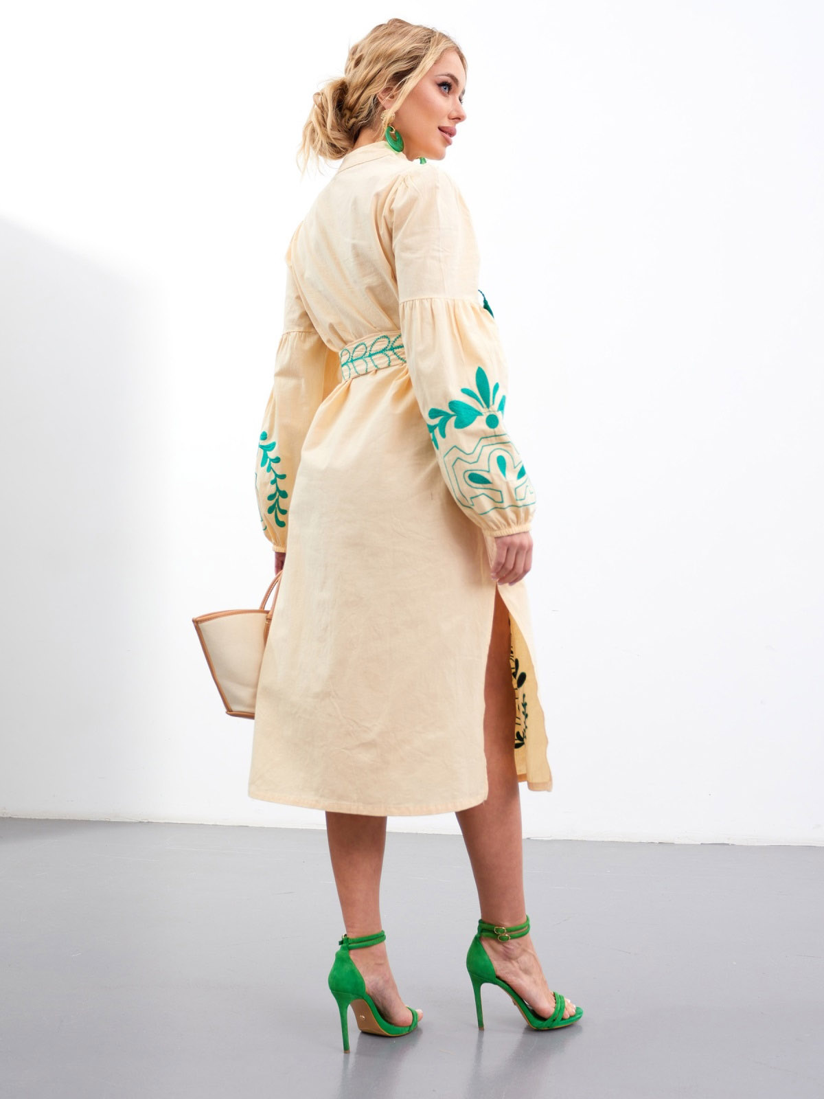 Бавовняна сукня-вишиванка бежева | 70608 Бавовняна сукня-вишиванка бежева | 70608