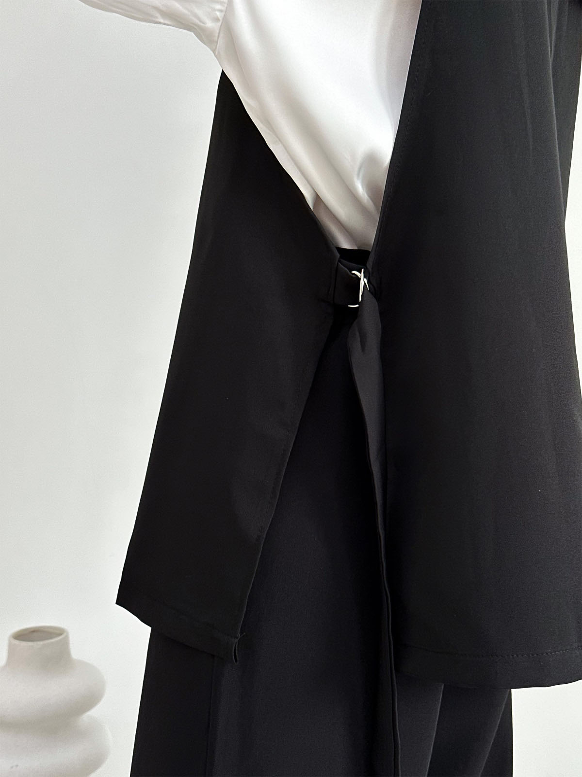 Костюм-двійка чорний з подовженим жилетом | 70726