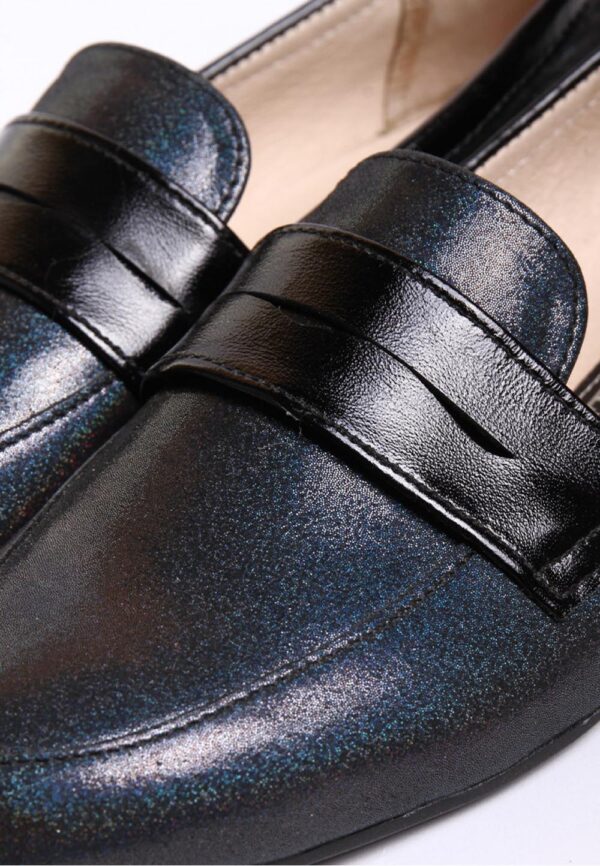 Темно-сині туфлі шкіряні на низькому ходу |71561