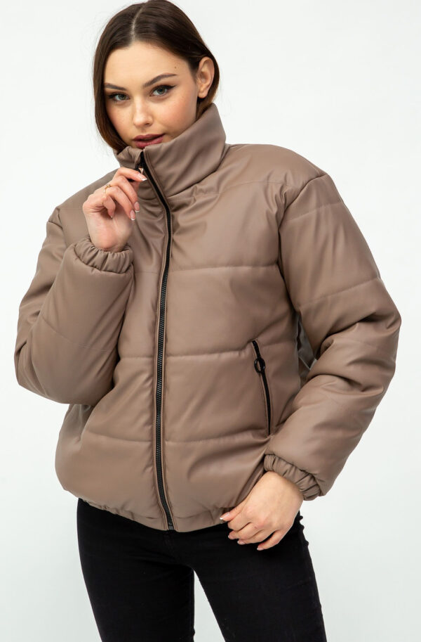 Демісезонна куртка бежева з екошкіри | 72412