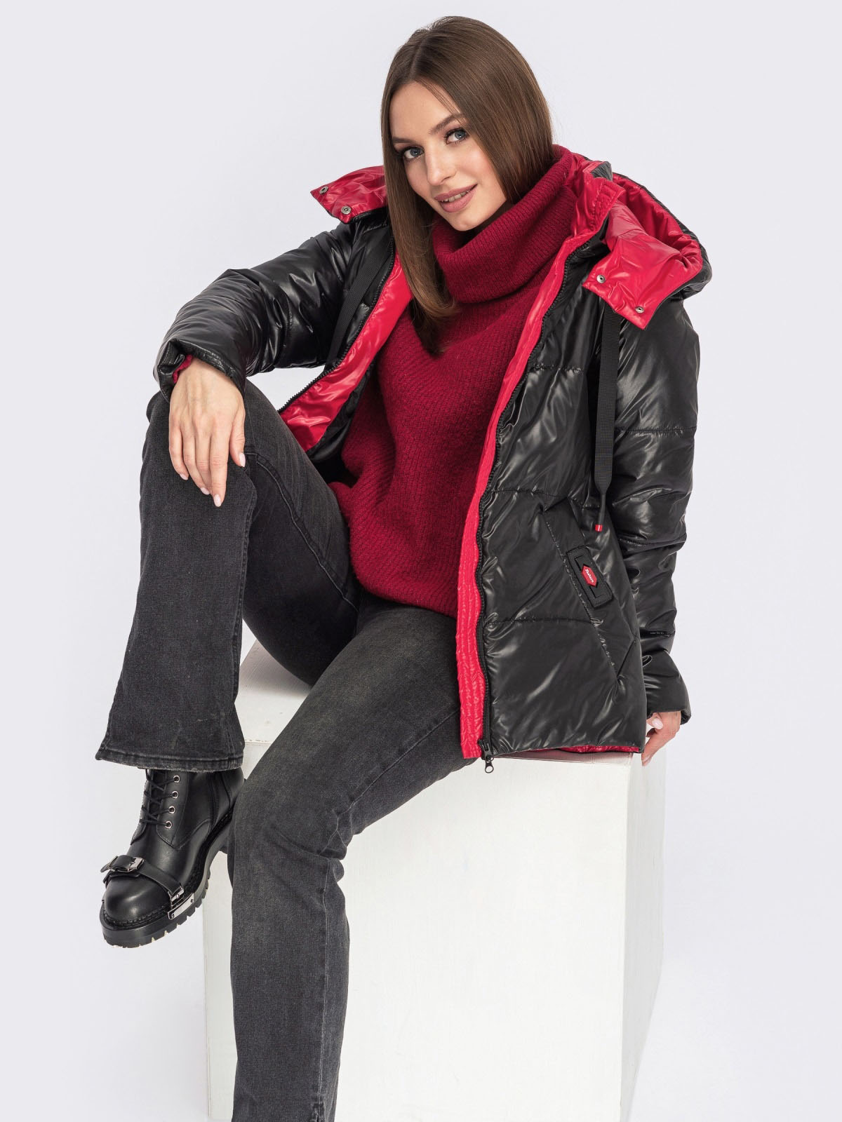 Демісезонна куртка чорна з каптуром | 70932 Демісезонна куртка чорна з каптуром | 70932