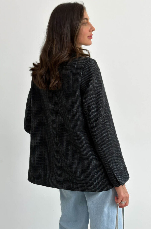 Твідовий двобортний жакет чорний | 72149