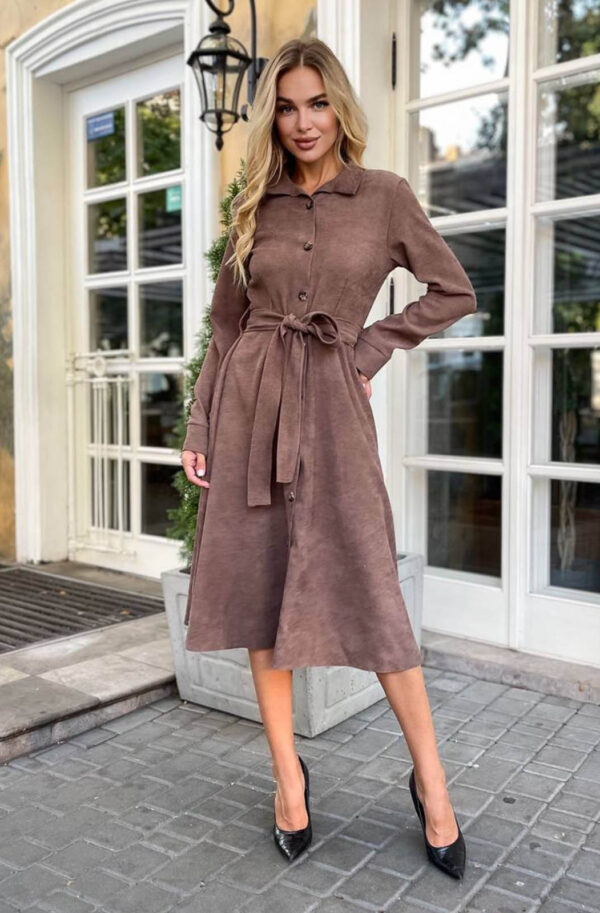 Вельветова сукня-сорочка коричнева | 72080